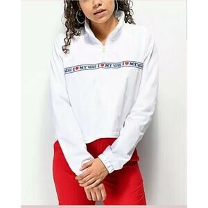 Vans Windbreaker Full Zip Jacket Women's Size Small S White I Love My Vans NWT